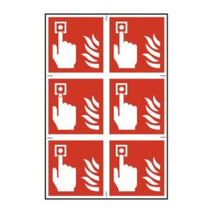 SIGN – FIRE ALARM SYMBOL STICKERS 100X100MM 6 PER SHEET