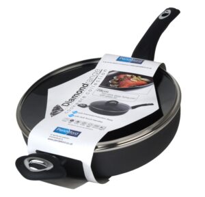Diamond Non Stick Deep Fry Pan With Glass Lid 28cm