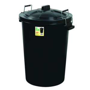 BLACK PLASTIC DUSTBIN & CLIP LID