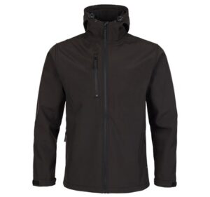 FORT HOLKHAM HOODED SOFTSHELL JACKET IN BLACK SIZE M-2XL