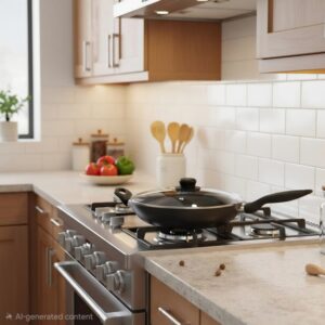 Diamond Non Stick Deep Fry Pan With Glass Lid 28cm