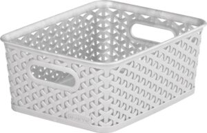 Curver Small Nestable Rattan Basket Grey 8L