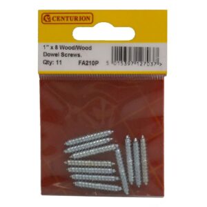 Wood Dowel Screws – 1″ x 8 – Zinc Plated – (Pack of 11)
