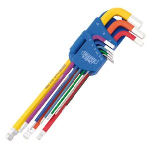 DRAPER METRIC EXTRTA LONG HEX AND BALL END KEY SET COLOUR CODED 9 PIECE