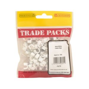 6mm White Cable Clip Trade Packs (pack of 100)