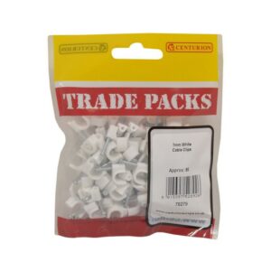 7mm White Cable Clip Trade Packs (pack of 80)
