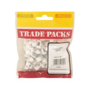 1.00/1.5mm T+E White Cable Clip Trade Packs (pack of 60)