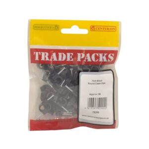 7mm Black Round Cable Clips Trade Packs (pack of 80)