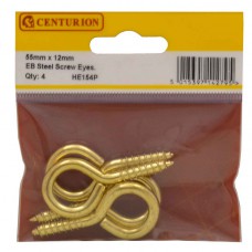 55 x 12mm EB Steel Screw Eyes (Pack of 4)