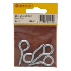 40 x 8mm ZP Steel Screw Eyes (Pack of 4)