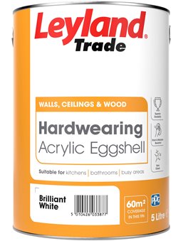 LEYLAND ACRYLIC EGGSHELL BRILLIANT WHITE 0.75 L  – 5L