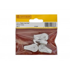 30mm Plastic Hard Wall Picture Hooks (Pack of 4)