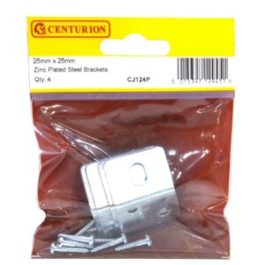 25mm x 25mm ZP Slotted Steel Bracket (Pack of 4)