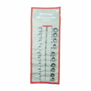 JEFFERSON 10PCE STUBBY RATCHET SPANNER SET METRIC