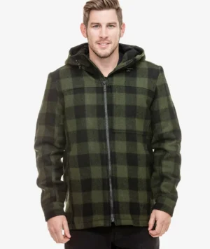Swanndri Men’s Hudson Wool Hoodie — Olive/Black Check