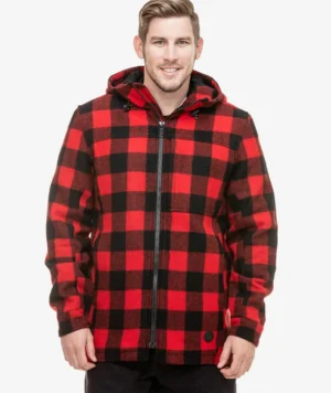Swanndri Men’s Hudson Wool Hoodie — Red/Black Check